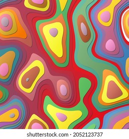 Colorful abstract layers. Papercut style background. Vibrant 3d topography shapes. Attractive banner, poster, brochure, template, flyer design. Vibrant vector illustration.