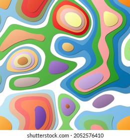 Colorful abstract layers. Papercut style background. Vibrant 3d topography shapes. Captivating banner, poster, brochure, template, flyer design. Attractive vector illustration.