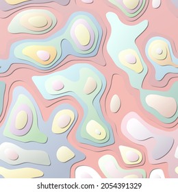Colorful abstract layers. Papercut style background. Vibrant 3D topography shapes. Appealing banner, poster, brochure, template, flyer design. Charming vector illustration.