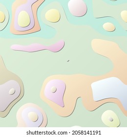 Colorful abstract layers. Papercut style background. Vibrant 3d topography shapes. Attractive banner, poster, brochure, template, flyer design. Appealing vector illustration.