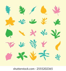Colorful abstract leaf collection set