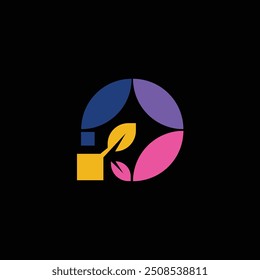 colorful Abstract leaf with icon logo