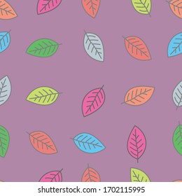 Colorful abstract leaf seamless pattern