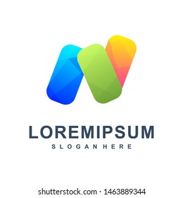 Colorful Abstract Letter N Logo Premium