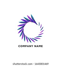 colorful abstract letter O logo design or circular leaf vector on a white background, can be used for company and business names