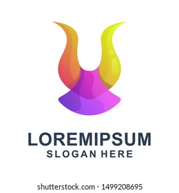 Colorful Abstract Letter U Logo Premium