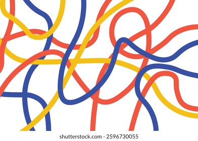 Colorful Abstract Line Art – Modern Playful Pattern with Red, Blue, and Yellow Strokes