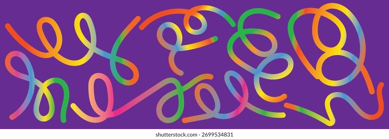 Bunte abstrakte Linien Kunstmuster .Sammlung von lebendigen abstrakten Linien Kunst Illustrationen ineinander verwoben bunte Schleifen, Wirbel, und Kurven auf hellen und dunklen Hintergrund EPS10AI.

