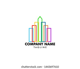 Colorful abstract line building logo