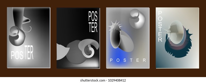 Colorful abstract line shape poster and cover design. Minimal geometric pattern gradients backgrounds. Eps10 vector.

