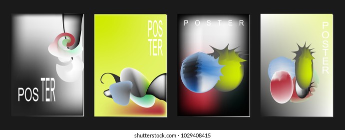Colorful abstract line shape poster and cover design. Minimal geometric pattern gradients backgrounds. Eps10 vector.
