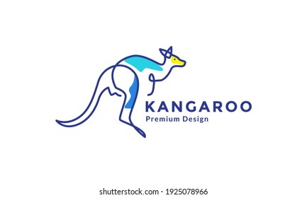 colorful abstract lines art animal kangaroo logo design vector icon symbol illustration