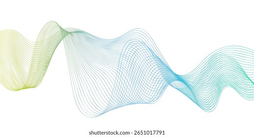 Linhas abstratas coloridas retratam ondas fluindo em um design harmonioso, mostrando movimento e ritmo na arte digital