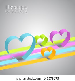 Colorful Abstract lines and hearts from paper - vector backgroun