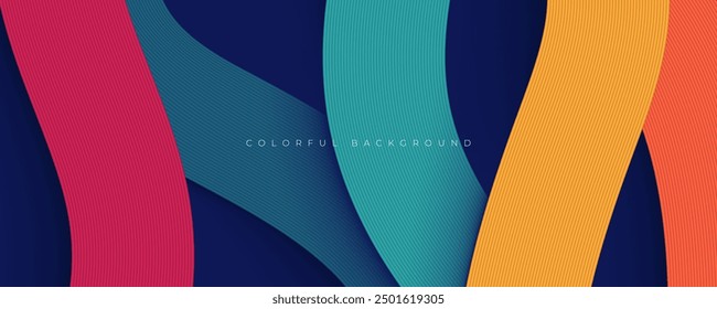 Colorful abstract lines shape on layers background gradient design vector