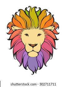 Colorful abstract lion. Vector animal illustration can be used as design for logo,  tattoo, t-shirt, bag, poster, postcard