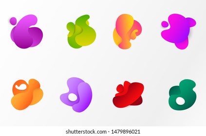 Colorful abstract liquid elements set. Dynamical colored forms. Template for design of logo, flyer, presentation, vector illustration. Fluid element vector
