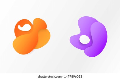 Colorful abstract liquid elements set. Dynamical colored forms. Template for design of logo, flyer, presentation, vector illustration. Fluid element vector