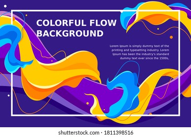 colorful abstract and liquid flow with Frame Background for brochure, flyer, banner, branding template