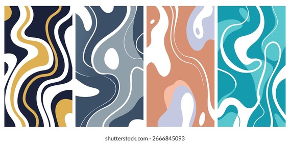 Conjunto de fundo líquido e fluido abstrato colorido para banner