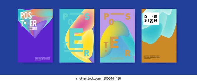 Colorful abstract liquid and fluid poster and cover design. Minimal geometric pattern gradients backgrounds. Eps10 vector.
