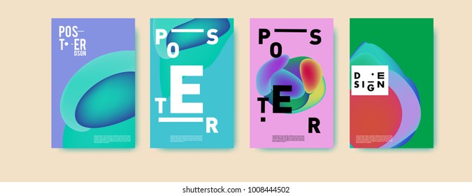 Farbiges abstraktes Flüssig- und Flüssigkeitsplakat und Cover-Design. Minimale geometrische Muster Farbverläufe Hintergründe. EPS10 Vektorillustration.