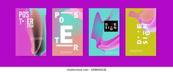 Colorful abstract liquid and fluid poster and cover design. Minimal geometric pattern gradients backgrounds. Eps10 vector.