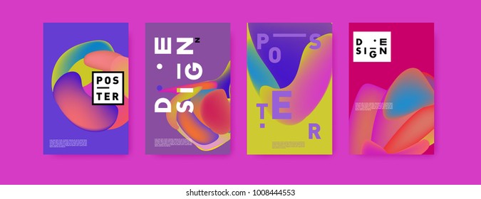 Colorful abstract liquid and fluid poster and cover design. Minimal geometric pattern gradients backgrounds. Eps10 vector.