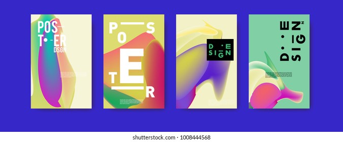 Colorful abstract liquid and fluid poster and cover design. Minimal geometric pattern gradients backgrounds. Eps10 vector.