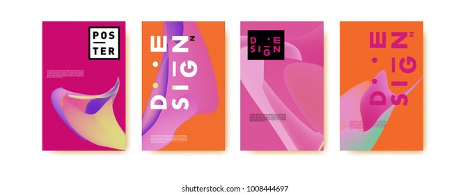 Colorful abstract liquid and fluid poster and cover design. Minimal geometric pattern gradients backgrounds. Eps10 vector.