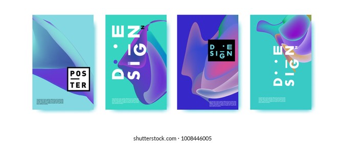 Colorful abstract liquid and fluid poster and cover design. Minimal geometric pattern gradients backgrounds. Eps10 vector.