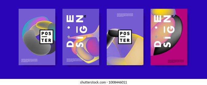 Colorful abstract liquid and fluid poster and cover design. Minimal geometric pattern gradients backgrounds. Eps10 vector.