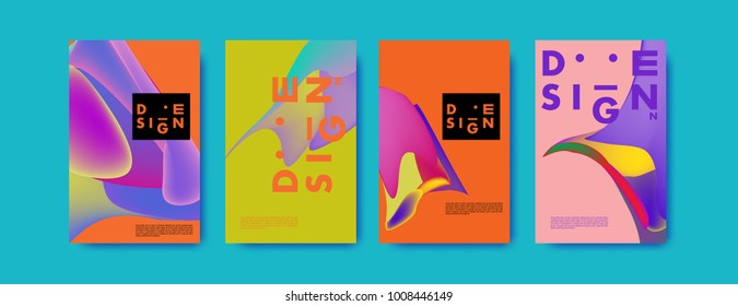 Colorful abstract liquid and fluid poster and cover design. Minimal geometric pattern gradients backgrounds. Eps10 vector.