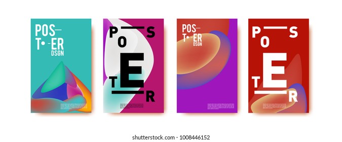 Colorful abstract liquid and fluid poster and cover design. Minimal geometric pattern gradients backgrounds. Eps10 vector.