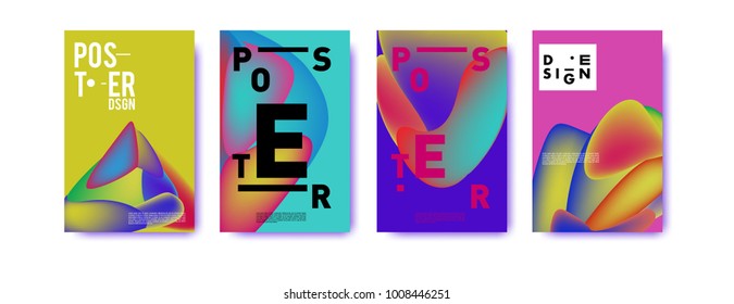 Colorful abstract liquid and fluid poster and cover design. Minimal geometric pattern gradients backgrounds. Eps10 vector.