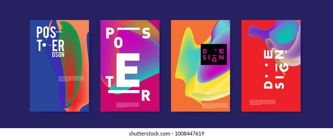 Colorful abstract liquid and fluid poster and cover design. Minimal geometric pattern gradients backgrounds. Eps10 vector.

