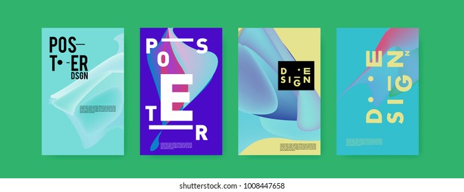 Colorful abstract liquid and fluid poster and cover design. Minimal geometric pattern gradients backgrounds. Eps10 vector.
