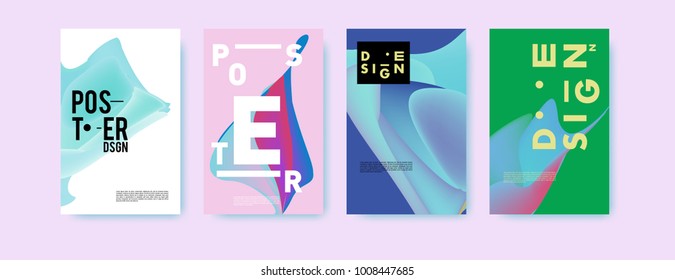 Colorful abstract liquid and fluid poster and cover design. Minimal geometric pattern gradients backgrounds. Eps10 vector.
