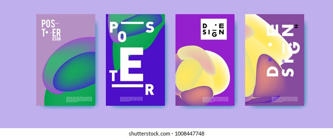 Colorful abstract liquid and fluid poster and cover design. Minimal geometric pattern gradients backgrounds. Eps10 vector.

