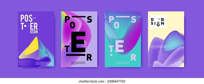 Colorful abstract liquid and fluid poster and cover design. Minimal geometric pattern gradients backgrounds. Eps10 vector.
