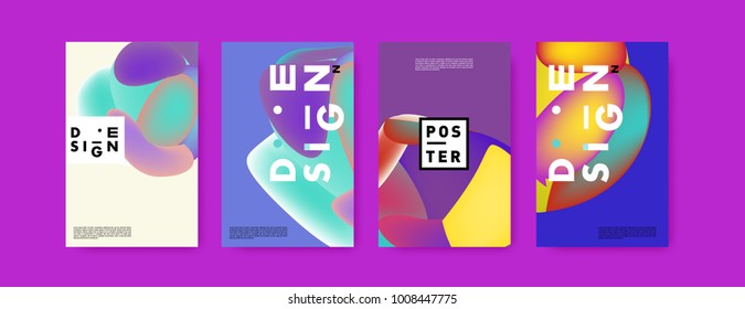 Colorful abstract liquid and fluid poster and cover design. Minimal geometric pattern gradients backgrounds. Eps10 vector.
