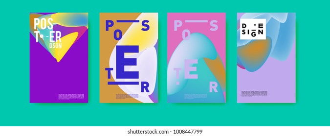 Colorful abstract liquid and fluid poster and cover design. Minimal geometric pattern gradients backgrounds. Eps10 vector.
