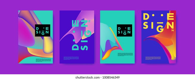 Colorful abstract liquid and fluid poster and cover design. Minimal geometric pattern gradients backgrounds. Eps10 vector.