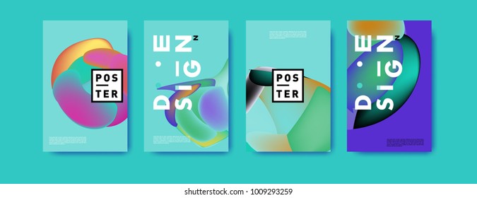 Colorful abstract liquid and fluid poster and cover design. Minimal geometric pattern gradients backgrounds. Eps10 vector.