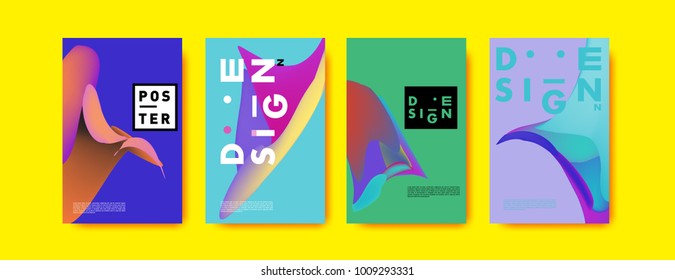 Colorful abstract liquid and fluid poster and cover design. Minimal geometric pattern gradients backgrounds. Eps10 vector.