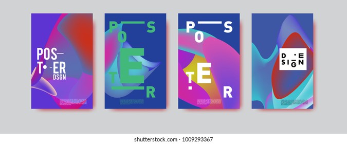 Colorful abstract liquid and fluid poster and cover design. Minimal geometric pattern gradients backgrounds. Eps10 vector.