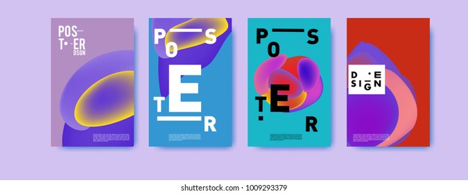 Colorful abstract liquid and fluid poster and cover design. Minimal geometric pattern gradients backgrounds. Eps10 vector.