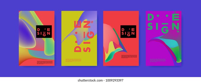 Colorful abstract liquid and fluid poster and cover design. Minimal geometric pattern gradients backgrounds. Eps10 vector.