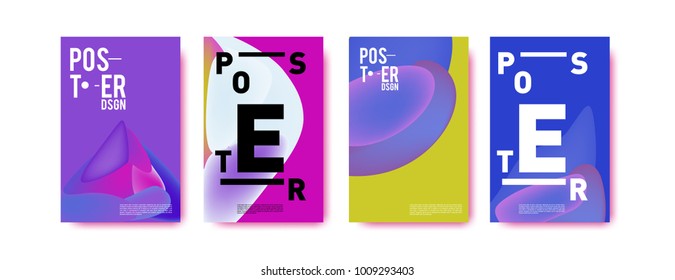 Colorful abstract liquid and fluid poster and cover design. Minimal geometric pattern gradients backgrounds. Eps10 vector.