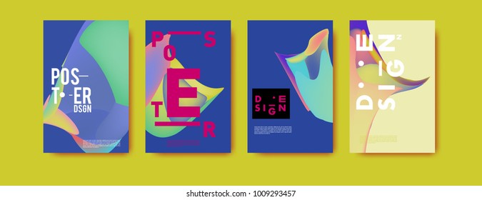 Colorful abstract liquid and fluid poster and cover design. Minimal geometric pattern gradients backgrounds. Eps10 vector.